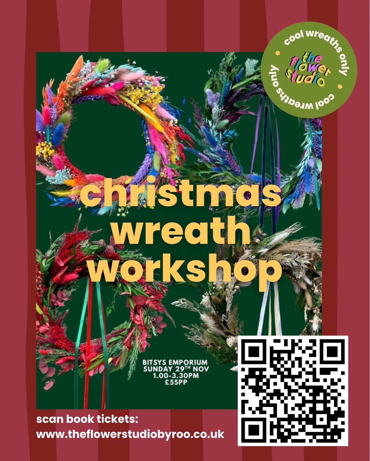 Christmas Wreath Workshop | Bitsys Emporium | Sun 29th Nov | 1pm - 3.30pm